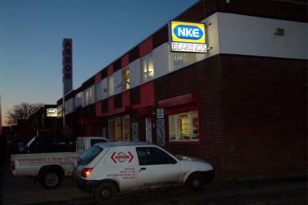 Outside Arrow engineering premises during the night time