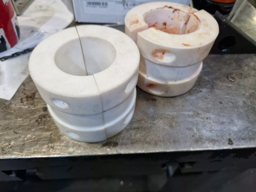 Mixer shaft seal housing flange and PTFE Bush Part 3