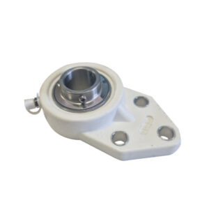 White Thermoplastic Flange Bracket Housing complete with Stainless Steel Bearing Insert (SUCFBL)
