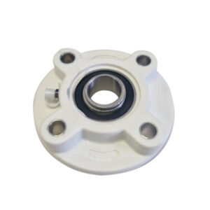 White 4 bolt Thermoplastic circular Housed Bearing complete with Stainless Steel Bearing Insert (SUCFCPL)